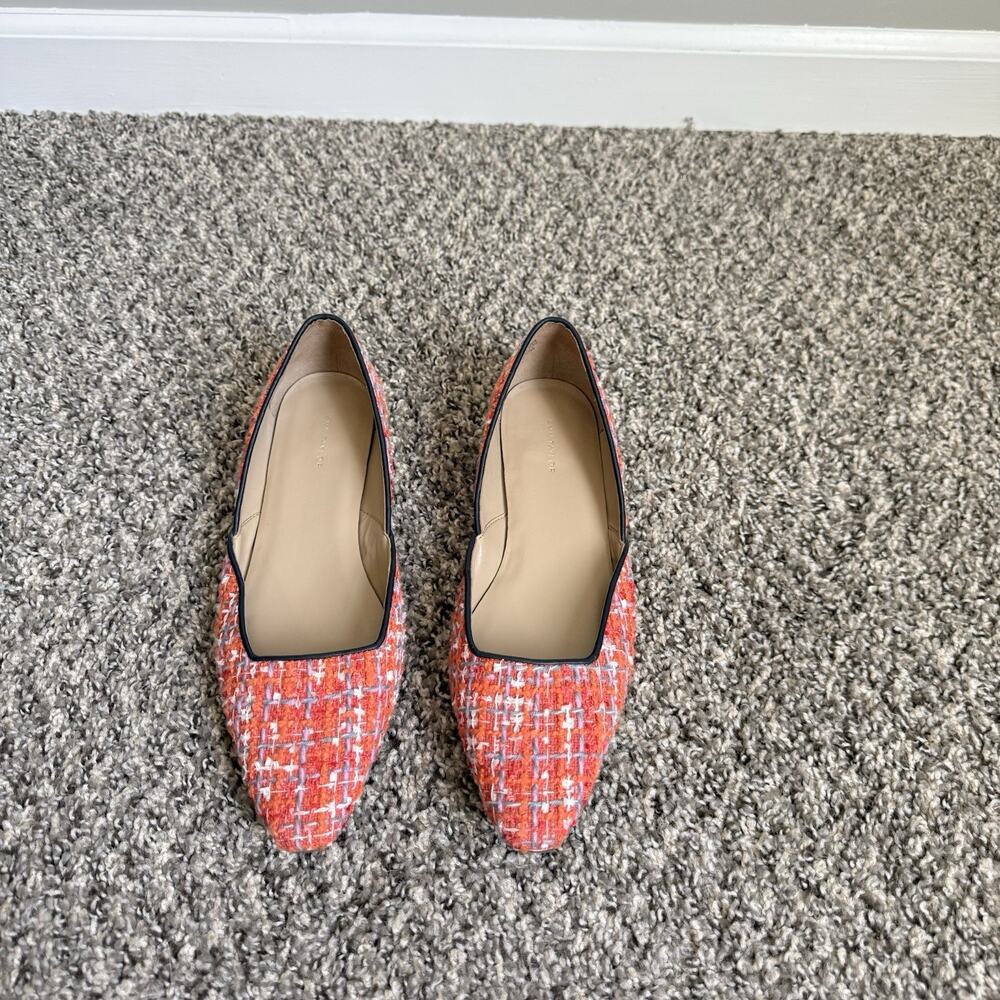 Ann Taylor Tweed ballet flats shoes Women's size 9.5 M Orange Career Office Work